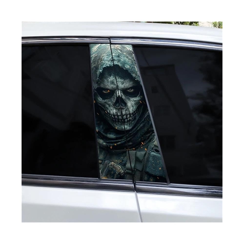 Bertdcx F ﻿2Pcs Skull Car B-Pillar Vinyl Waterproo Decal Diy Sticker Auto Parts(F)