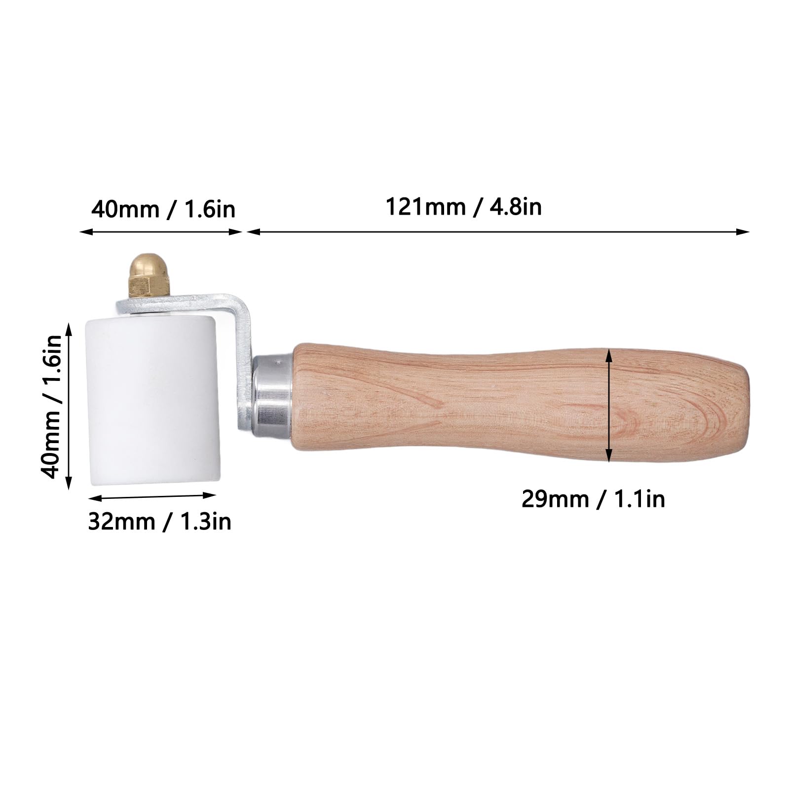 Teflon Druckrad Schweißrolle 32mm x 40mm für Heißluftschweißgeräte Industrielle Abdichtung Hochtemperaturbeständig