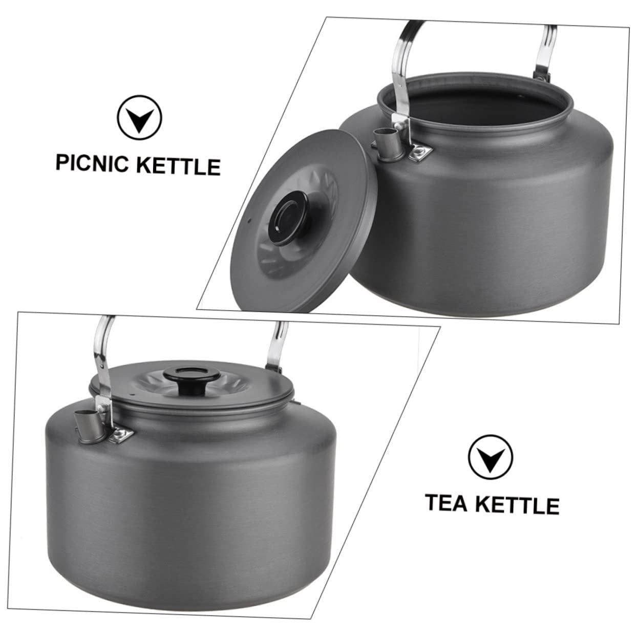 KOMBIUDA 2l Outdoor Tea Pot Portable Camping Kettle Heat-insulated Handle Perfect for Picnics and Adventures