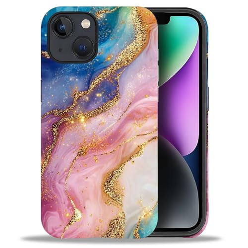 Coque intégrale iPhone 13 rigide mate avec motif tendance paillettes dorées
