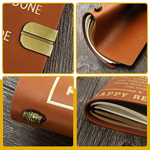 Embossed Gilded Retirement Journal&Pen Gift Set Refillable Leather Travel Notebook Personal Organizers Planner Office Supplies Happy Retirement Gifts For Men Coworker, Friends,Family, Women（Brown） #TOP3