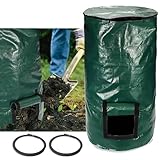 Compost Bin Bags 34 Gallon, Garden Compost Bags Outdoor Reusable,Organic Waste Garden Yard Compost Bag Collapsible Leaf Lawn Bags Gardening Container (Green 1pc)