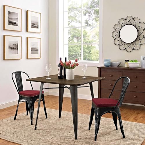 Image of BUYUE Friendly Woven Fabric 14x14 Magnetic Cushion for Metal Chair 1 Piece, Enhanced Anti-Slip Seat Pad for Dining Kitchen Cafe Stackable Chair (U-Shape, Red, 1 Count)