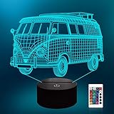 🚗 [Kreativer 3D-Effekt] - Die Autolampe ist ein Blatt, das mit einer Lasermaschine hergestellt wurde, um die optisch erstaunliche 3D-Illusion zu zeigen. Sieht aus wie ein echtes 3D-Nachtlicht im Dunkeln oder macht ein Foto, die Sicht wird stark sein! Es ist ein cooles Geschenk für die kleinen Autofans.