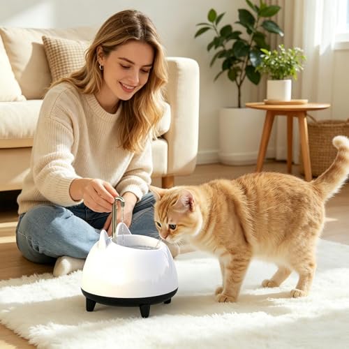Fuente de agua para mascotas de flujo automático con bomba de filtro ABS y tanque de 2 L 4