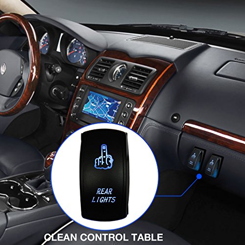 Niking Auto Rear Lights Rocker Switch Laser Light Toggle Switch On-Off Button 5 Pins Blue Led Light 20A 12V #TOP5