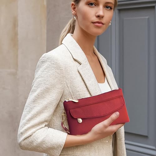 Wallet Women,Compact Card Holder Wallet for Women with Zipper Coin Pocket for Mother Travel Shopping Use,Red2