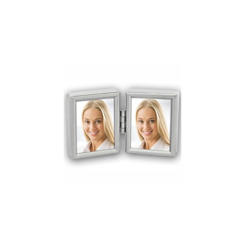 ZEP 8735DL Collection Cadre Photo Double pour 2 Photos Métal Plaqué Argent 3,5 x 4,5 cm