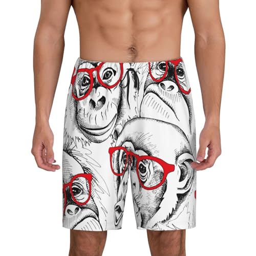 Monkey Print Men’s Sleep Shorts Bottoms Soft Comfy Pajama Wear Pants With Drawstring Pockets