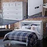 AFI Deerfield Murphy Bed Chest with Charging Station, Full, White