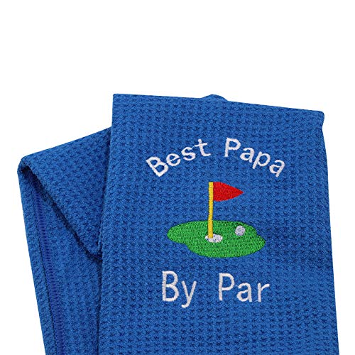 Dad Golf Towel Embroidered Golf Towel Gift Golf Father Gift Embroidered Golf Towel with Clip (papa White Words Blue) - Image 2