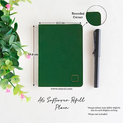 Image of NEORAH - A6 Notebook SOFT COVER | Journal REFILL | Unruled Notebook Journal | 110 GSM | 160 pages (Size 14.8 cm x 10.5 cm) Planner Journaling Writing Note Taking Diary-DARK GREEN