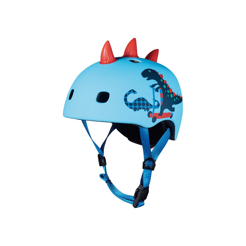 Micro | Casque Dinosaure 3D | Enfants | Finition Mate | Boucle Magnétique/Lumière LED intégrée | 2-5 Ans | Taille S