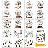 GLOBLELAND 18 Blatt Weihnachts Transferaufkleber Mit Schneekugel 3.9x3.6 Zoll Bunt Winter Transferaufkleber Schneemann Weihnachtsbaum Zum Aufreiben Für Tassenaufkleber Vasen Glas Kunsthandwerk