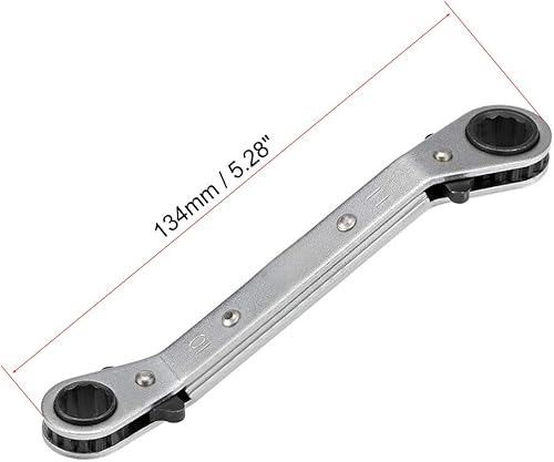 Miniatura 2 de uxcell Llave de trinquete reversible, extremo de caja doble de 0.394 in x 0.433 in, Cr-V