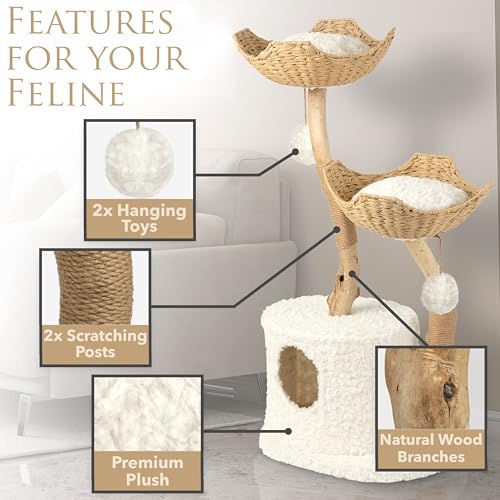 Torre para gatos COZY & FETCH con poste para rascar de madera miniatura 2