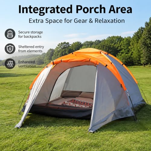 Carpa para Camping Naranja 3-4 Personas Fácil Montaje miniatura 6