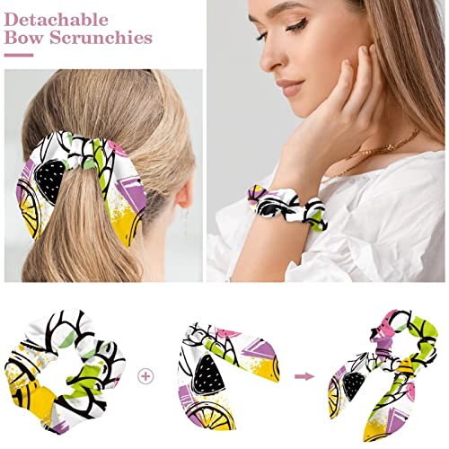 Chouchous colorés en satin motif ananas élastiques doux ruban queue de cheval