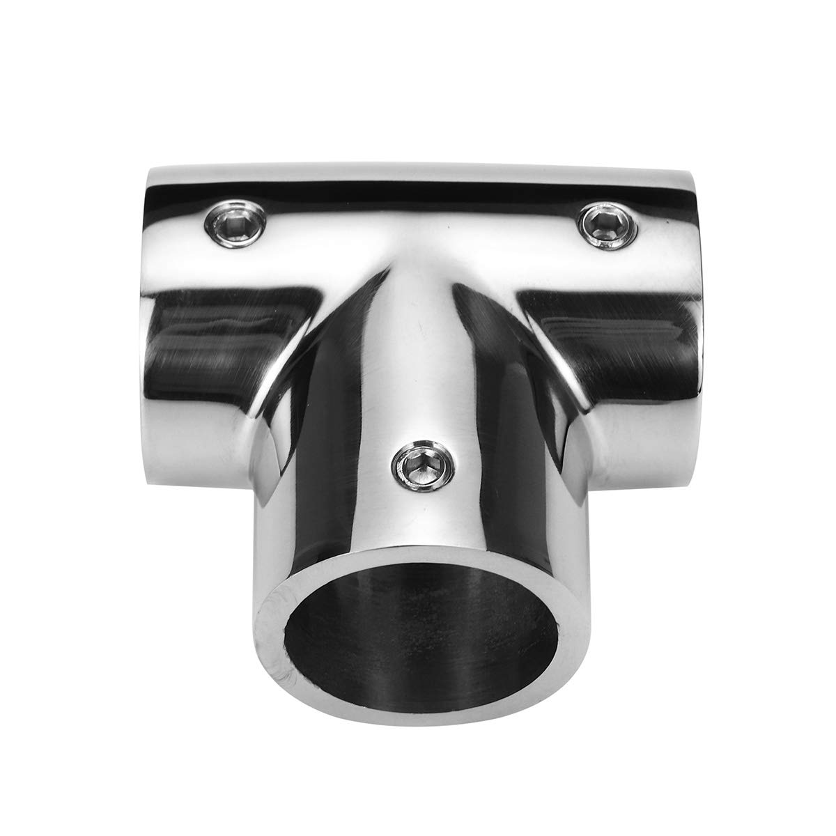 Heavy Duty 316 Marine Grade Stainless Steel Hand Rail Tee – 1-1/4 Inch, 90-Degree 3-Way Elbow, Mirror Polished 6 thumbnail image