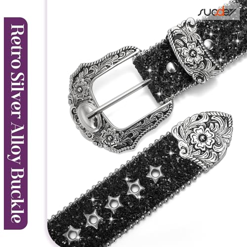 SUOSDEY Women Men Western Belt Bling Vintage Star Studded Grommet Belt Cowgirls Cowboy Y2K Fashion for Jeans Pants Dresses3