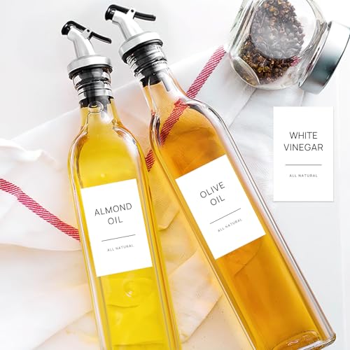 Image of HVSWLY Oil and Vinegar Labels for Bottles, 50 Pantry Labels for Vinegar and Oil Dispenser Bottles, Olive Oil Bottle Labels, Stickers, Kitchen Spice Label Set
