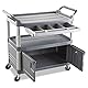 Rubbermaid Commercial Products HDPE Service Cart with Lockable Doors and Sliding Drawer - Grey