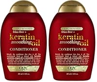 Ogx Frizz Free + Keratin Smoothing Oil 5 in 1 Benefits Conditioner For Frizzy Hair 385mL (Pack of 2)