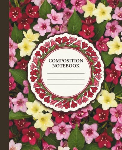 Weigela Floral Composition Notebook College Ruled: 7.5 x 9.25 Inch Journal for Academic Dictation, Laboratory Records, and Creative Essay