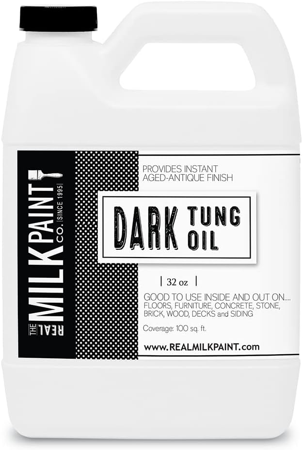 Real Milk Paint, Dark Tung Oil for Wood Finishing, Cutting Boards, Outdoor Furniture, Butcher Blocks, Wood Flooring, Food Grade, Waterproof, 32 oz