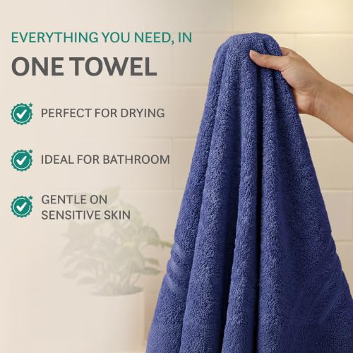 Image of MYTRIDENT Trident Hand Towels, 100% Cotton, Highly Absorbent, Super Soft, 2 Piece Hand Towel Set, 400 GSM, Hand Towel Set of 2, Gym Spa Towel, Comfort Living Towel-New Navy