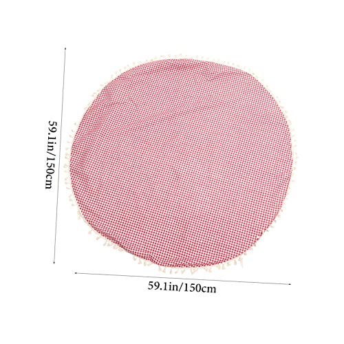Nappe ronde à carreaux avec franges protectrice en coton-polyester pour repas - 3