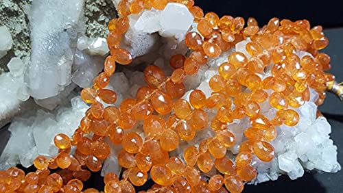 Garnet Spessartite en perles gouttes facettées dégradées pour création bijoux