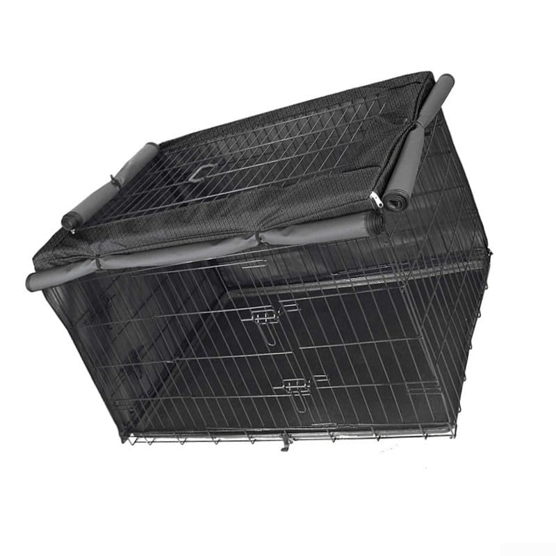 Cubierta antipolvo para jaula de perro, tela Oxford 420D, impermeable, protección para jaula de mascotas con función de almacenamiento plegable para jaulas de perro (110 x 73 x 76 cm)