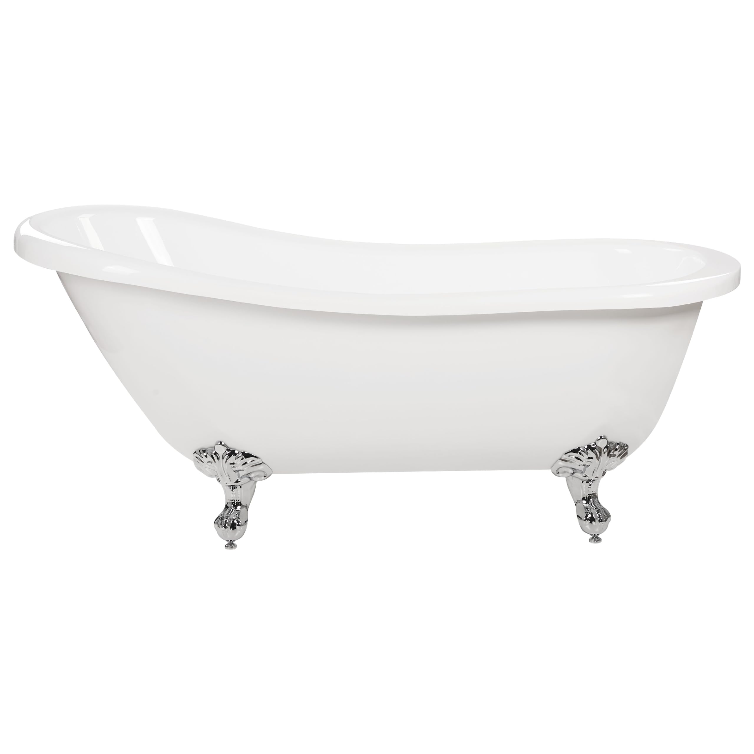 Bañera independiente de acrílico blanco plateado patas 153 x 77 cm retro vintage tradicional Cayman