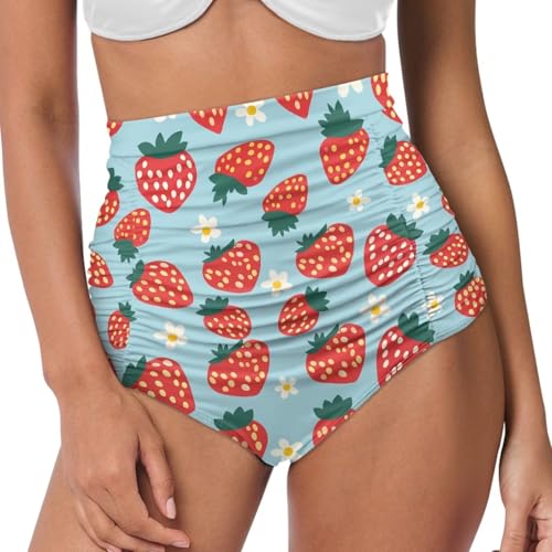 Girls High-Waisted Swim Shorts Elastic Waist Adjustable Ties Swimwear Bottoms for Women Gifts