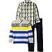 Nautica Baby Boys' 3 Piece Set Stripe Quarter Zip Sweater, Woven, Denim Pant Set