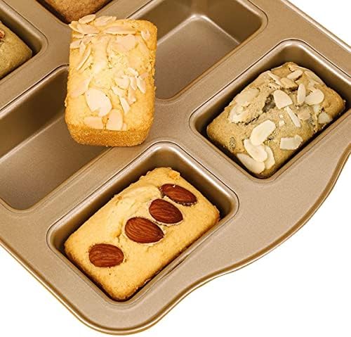 Mini Loaf Pan, 8-Cavity Non-Stick Carbon Steel Brownie Bakeware for Oven Baking Gold-Square - Thumbnail 5