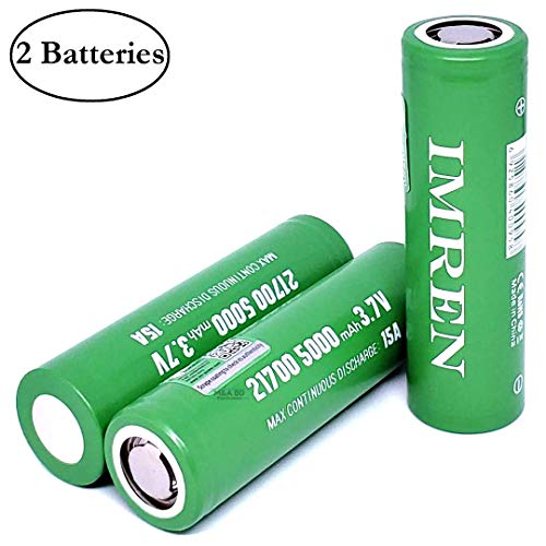 M&A BD 2 Pack of 50E-Green, 5000mAh, Rechargeable, Replacement for 21700-Battery, for LED