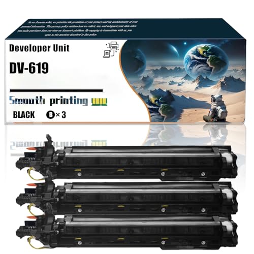 LSSF Replacement Parts Developer Unit DV-619 Compatible with Konica Minolta bizhub C458 C558 C658 Printers, Contains Chip and Clear Printing (3 Pack Black)