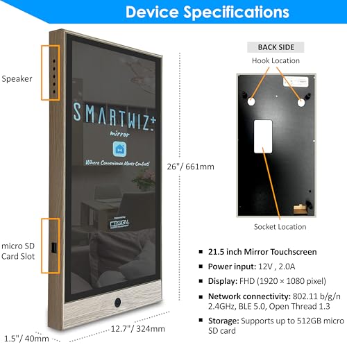 Image of SmartWiz＋+ Mirror | 21.5'' Smart Home Controller | Matter Compatibility Equipped with Gesture UI