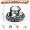 5Pcs Steel Wool Scrubber with Replacement Wire Sponge Pads Set, Stainless Steel Scrubber with Handle for Scouring Stubborn Messes from Cast Iron, Pots, Pans, Grill, Stoves, Sink(1 Scrubber+4 Pads) #2