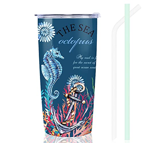 NymphFable 20oz Oceano Pulpo Taza Termo Cafe para Llevar Taza Termica Acero Inoxidable Taza Personalizada