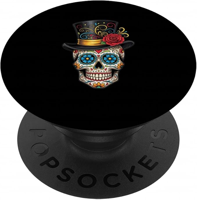 Sugar Skull Top Hat Red Rose Halloween Artwork