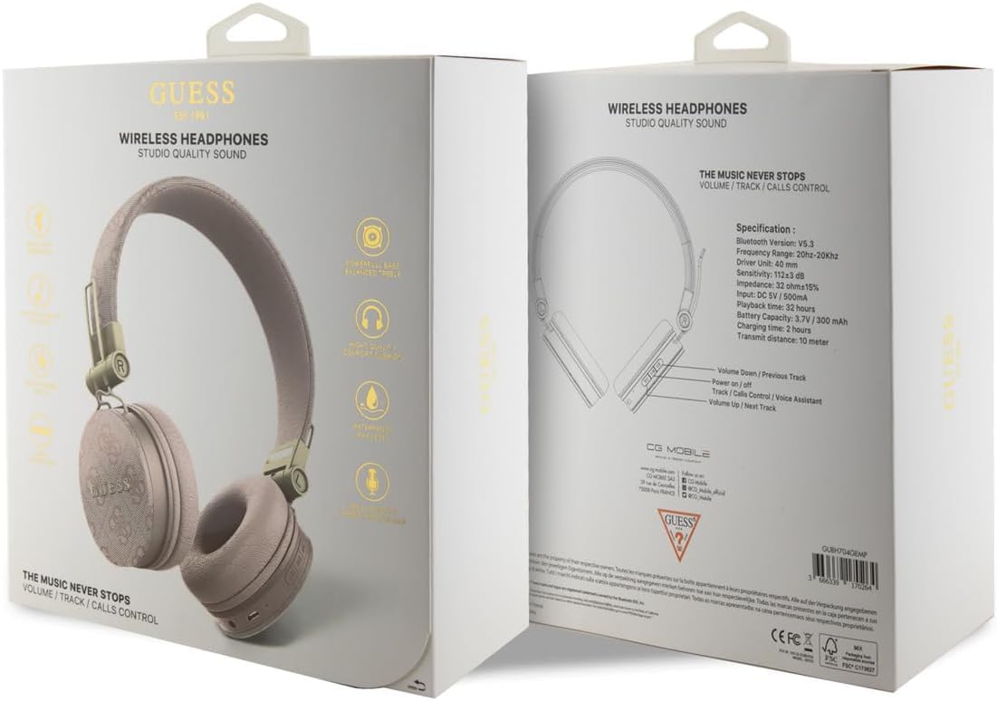 Casque Bluetooth Guess En Cuir PU – Logo Triangle – Couleur Marron – Connexion 4G – Sans Fil - 2