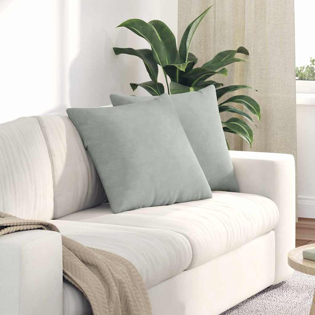 Coussin de canapé velours côtelé gris clair 50 x 50 cm coussin décoratif moderne