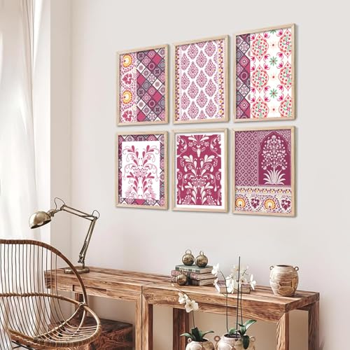 Image of kotart Madhubani Painting Traditional Indian Art Wall Painting for Bedroom Living Room Hotel Room Wall Decor Pack of 6 (19x25 inch)