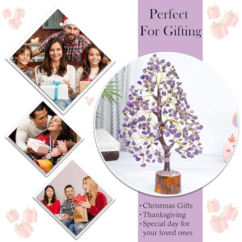 Image of Crocon Amethyst Crystal Tree of Life Spiritual Gemstone 10-12 inch | Birthday Gifts for Women, Sister Crystal Tree of Life for Handcrafted, Home Office Decor, Spiritual Gift for Mom & Men