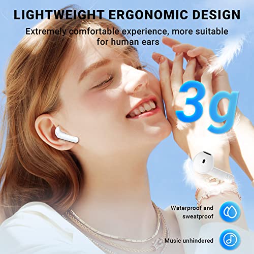 Image of Wireless Earbuds, Bluetooth 5.4 Headphones with 42H Ultralight Ear Buds,Bluetooth Earbuds with 4 ENC Noise Cancelling Mics, HiFi Deep Bass Dual LED Display USB-C, Waterproof Earphones for Android iOS