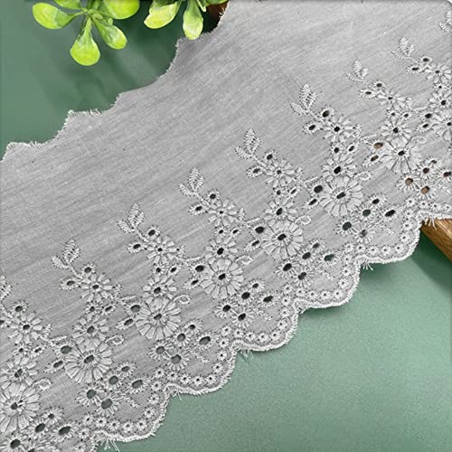 Wambere Cinta de encaje vintage de algodón con bordado hueco, cinta decorativa, cinta de encaje para costura, artesanía, decoración navideña, boda, cortina, caja de regalo, 11 cm x 3 m, gris