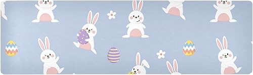 Happy Bunny Rabbit Easter Eggs Trivets for Hot Pots and Pans, Counter Protectors for Kitchen Heat Resistant and Outdoor Table Runner Waterproof for